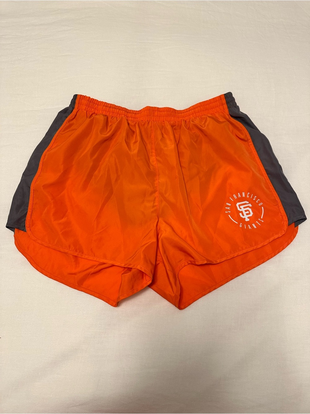 PINK Victoria's Secret Orange Athletic Shorts with Gray Panels